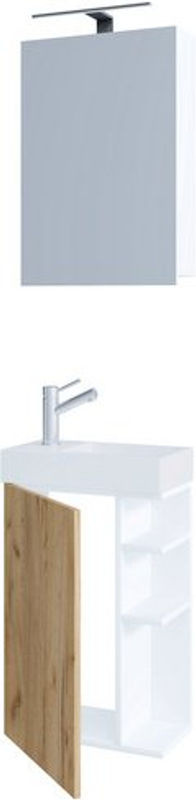 VCM Badmöbel Set Lumia in Beige, 3-teilig bestehend aus Waschbecken, Waschbeckenunterschrank und Spiegelschrank für das Gäste WC - Bild 2