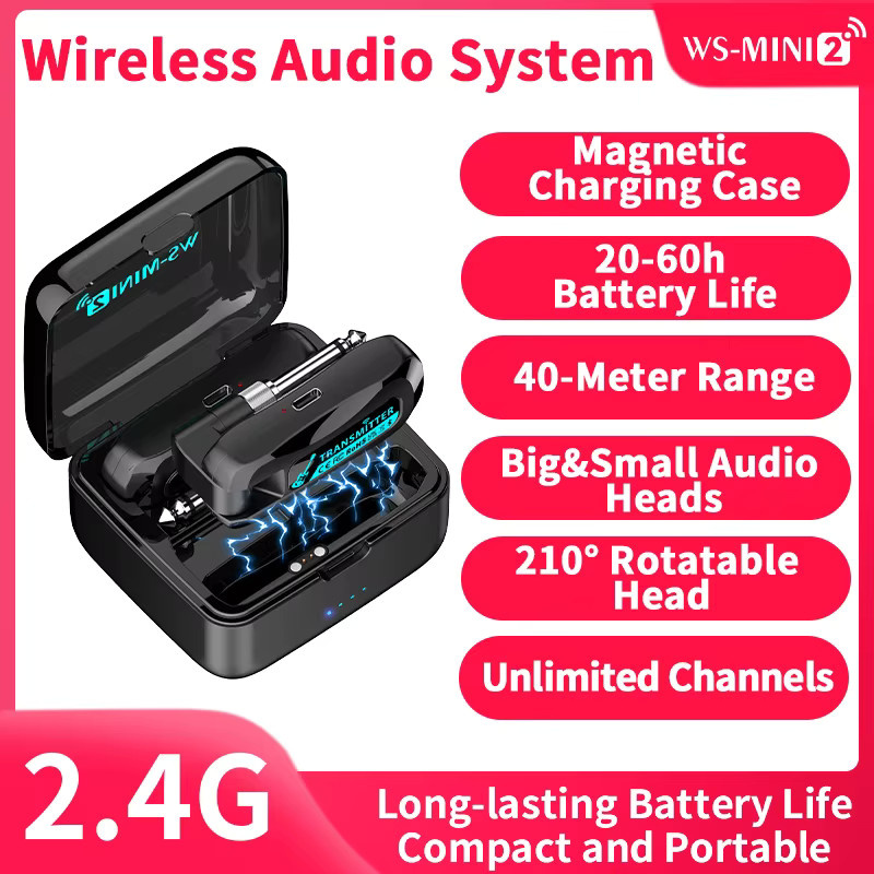 JAMJUM WS-MINI2 2,4G Kabelloser Audio-Transceiver in Schwarz mit Magnetischem Ladegehäuse - Bild 2