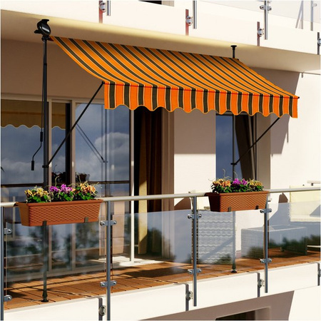 Swing&Harmonie LED Fallarm Markise mit Kurbel, Beleuchtung und Solarmodul als Klemmmarkise für Balkon und Terrasse