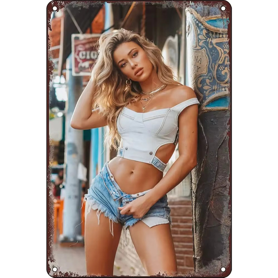 CIFBUY Vintage Pin-Up Cowgirl Metallposter als Blechschild Wandkunst für Club, Badezimmer oder Garage - Bild 2