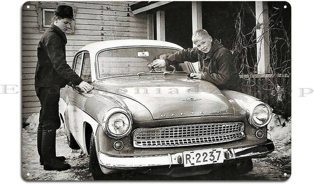 Vintage Wartburg Auto Metallschild Poster Wanddeko Grau, B: 30 cm, H: 20 cm - Bild 1