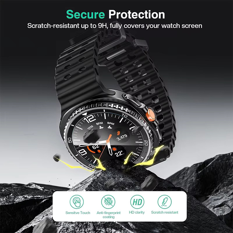 SAMUTAX Displayschutzfolie aus gehärtetem Glas, Samsung Galaxy Watch 8/8 Classic, transparent - Bild 3