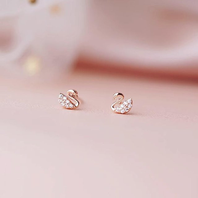 Lucky Star Jewelry Ohrstecker Schwan, Diamant, Damen - Bild 1