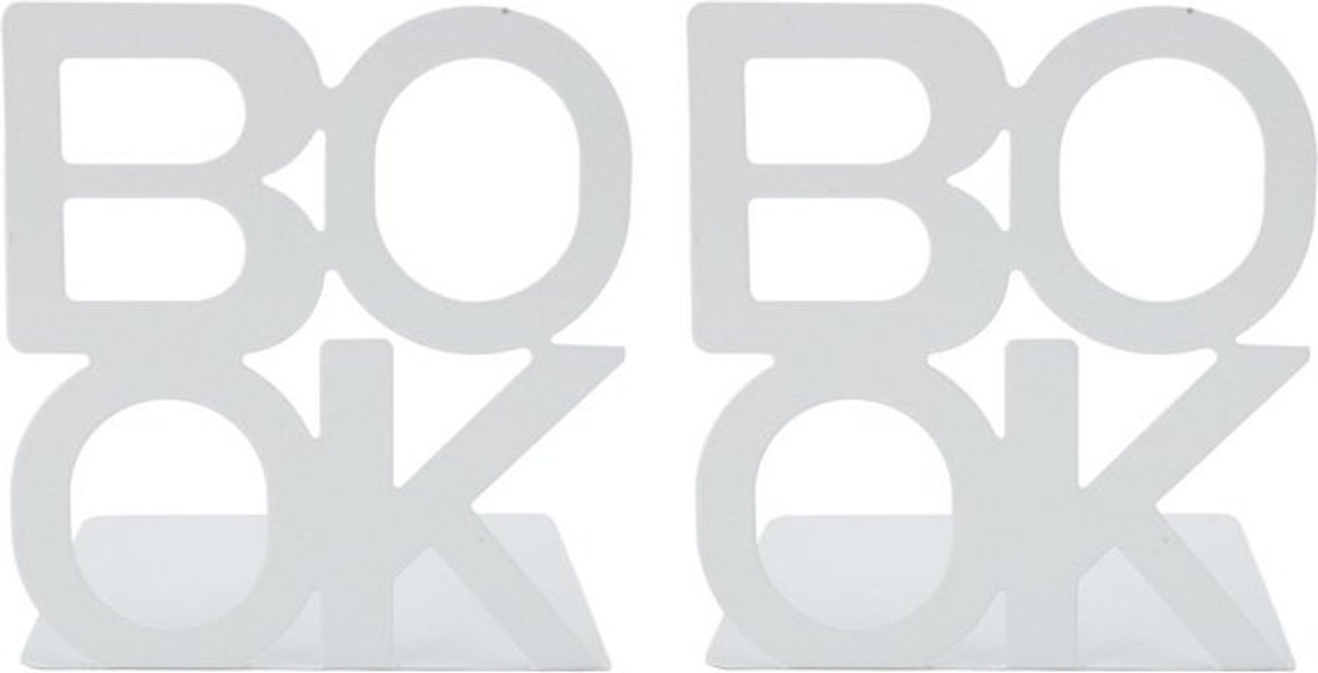 GoolRC Set aus 2 robusten Buchstützen aus Metall in Weiß für Büro und Zuhause - Bild 1