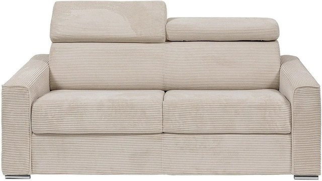 Schlafsofa Vizir von Vente-unique in Beige mit verstellbarer Kopfstütze und Polsterung - Bild 1