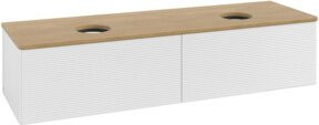 V&B Antao Waschtischunterschrank mit Frontstruktur und integrierter Beleuchtung, Farbe: Eiche Honig und Weiß Lack, B: 160 cm, T: 50 cm - Bild 1