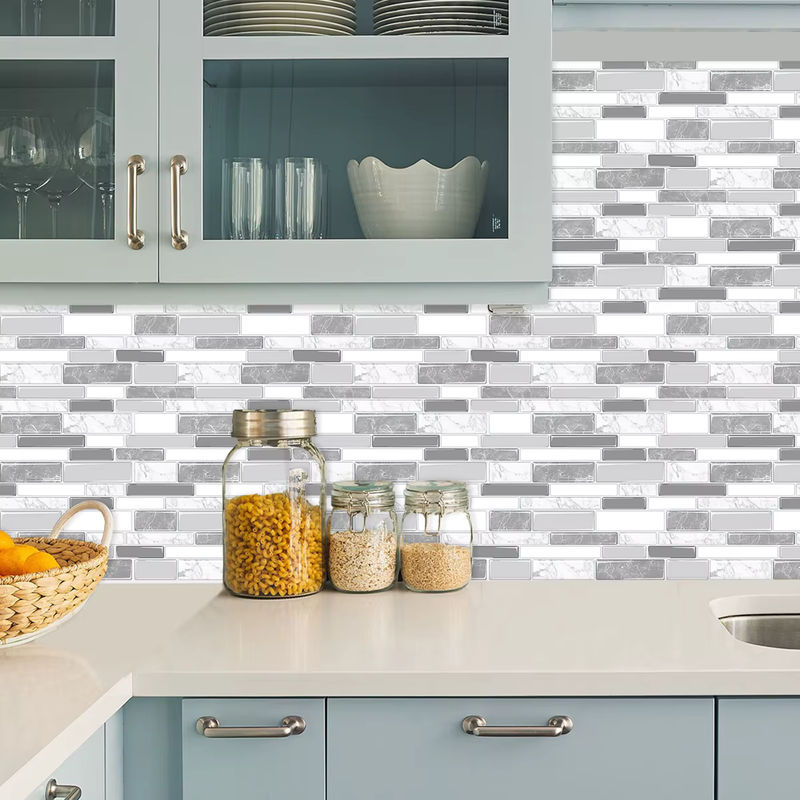 Vividtiles 3D Wandaufkleber in Grau, 10 Blatt geometrische Vinyl-Tapete für Küche und Bad - Bild 4