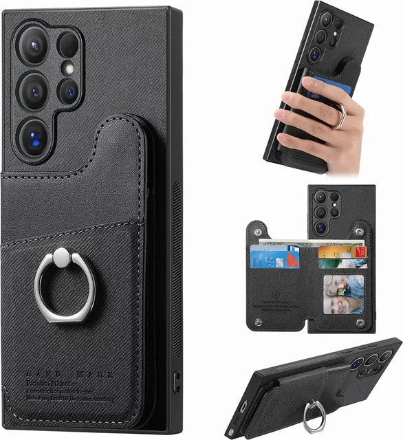 RFID-blockierende magnetische Handyhülle mit Kartenhalter für Samsung S25 S24 S23 S22 Ultra Plus FE A56 A55 A36 A26 A16 5G in Schwarz - Bild 1