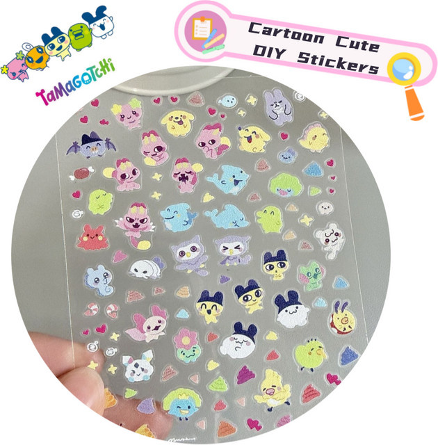 Tamagotchi Mametchi und Kuchipatchi Nagelaufkleber, bunte Cartoon-Sticker für DIY-Dekorationen an Notizbüchern und Handyhüllen - Bild 1