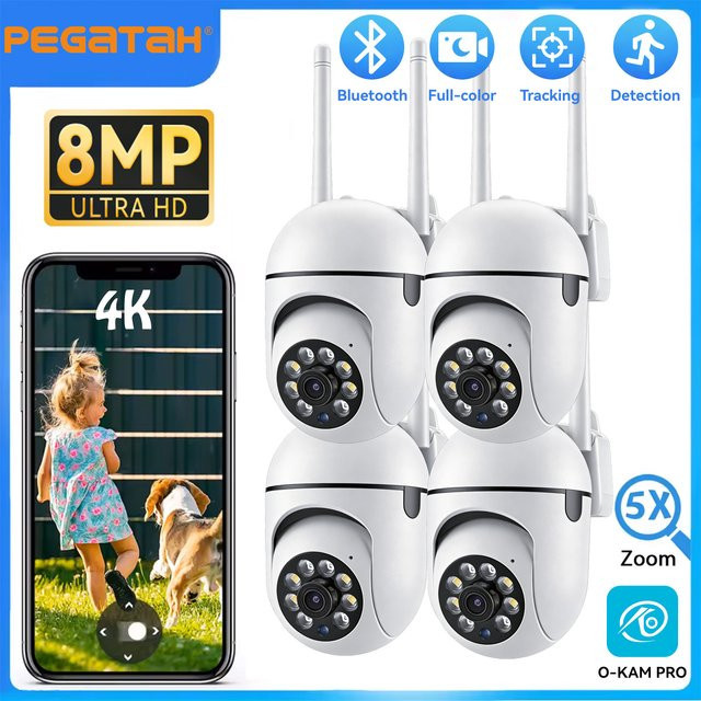 PEGATAH O-Kam Pro IP Indoor Überwachungskamera mit 8MP Auflösung, Wifi und 5,0X Zoom in Weiß - Bild 1