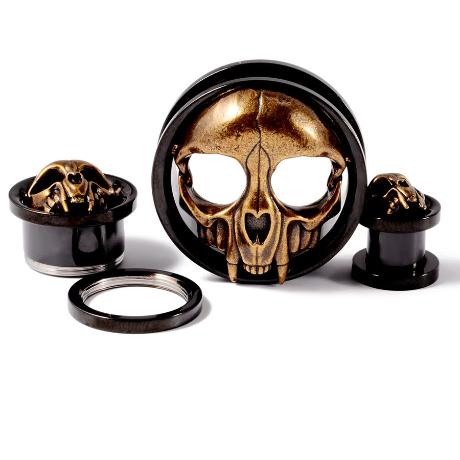 Dreamlee Ohrringe Totenkopf, Edelstahl, Gold, Unisex - Bild 2