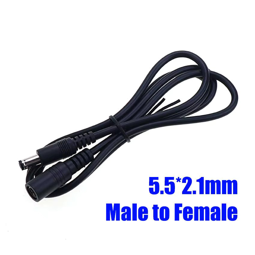 JCD DC Power Verlängerungskabel mit 5,5 x 2,1 mm und 5,5 x 2,5 mm Stecker auf Buchse in Schwarz für CCTV Sicherheitskameras - Bild 2