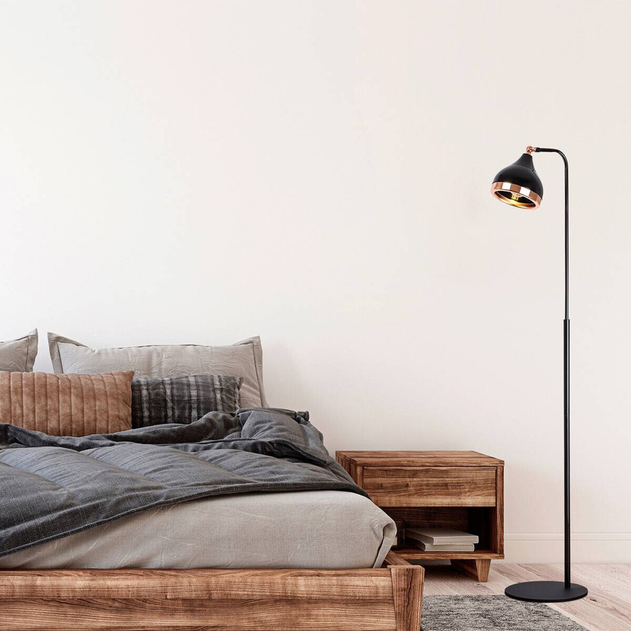 Opviq Yildo Stehlampe aus Metall in Schwarz und Kupfer mit E27 Fassung, B/T/H: 28 x 28 x 150 cm - Bild 2
