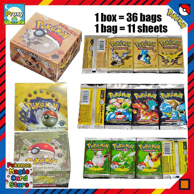 Pokémon, 1ST Edition PTCG Proxy Card Classic Base Booster Cards, 36 Packungen - Bild 1