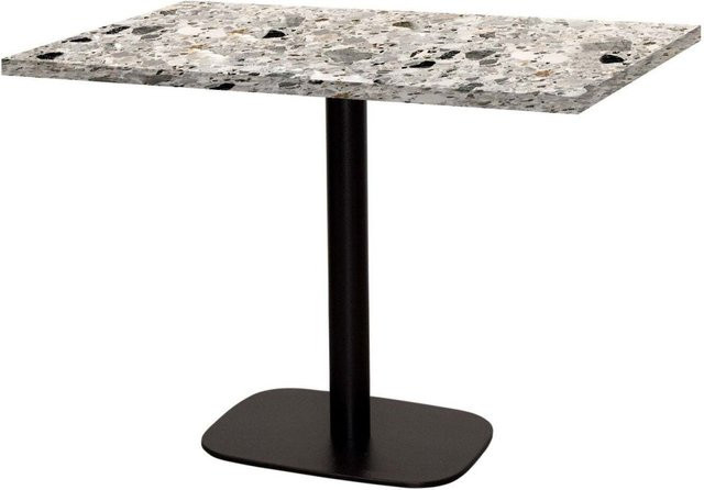 RestooTab Tisch Round rechteckig in Grau und Schwarz mit Terrazzo-Optik, B/T/H: 120 x 70 x 75 cm - Bild 1
