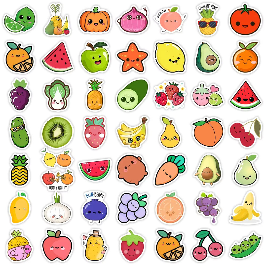 Wasserdichte Kawaii Cartoon Obst und Gemüse Aufkleber in Multicolour für Handy, Laptop und Gepäck - Bild 3