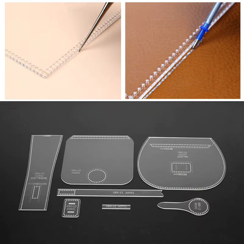 YOMDID 7-teiliges Acryl Leder Werkzeug Set mit Schablonen für Vintage Umhängetaschen und Handtaschen, transparent - Bild 3