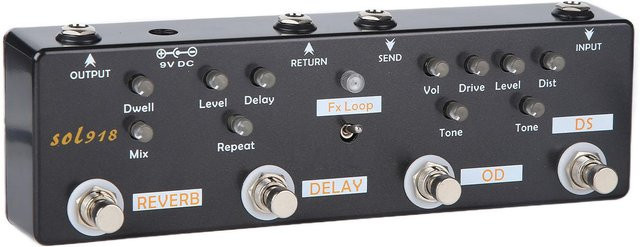 Painter Gitarren-Effektpedal mit 5 Modi inklusive Reverb, Delay, Fx LOOP, Distortion und Overdrive in Grau - Bild 1
