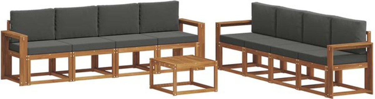 Modernes Outdoor-Sofagarnitur Set aus Akazien-Massivholz mit 9-teiligen Kissen von vidaXL in Natur und Anthrazit - Bild 1