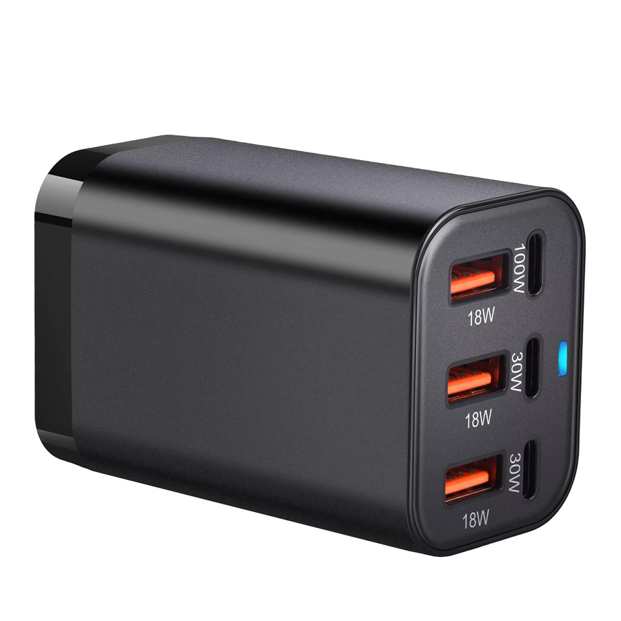 Deepartner 200W USB-C Schnellladegerät mit 6 Ports, kompaktes Netzteil in Schwarz für iPhone und Samsung Galaxy - Bild 2