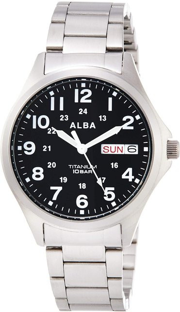 Alba Armbanduhr Quarz, Titan, Edelstahl, Schwarz, Herren - Bild 1