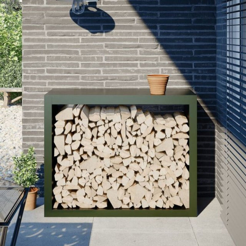 Brennholzregal aus Stahl in Grün von Vidaxl, B/T/H: 100 x 40 x 80 cm - Bild 1