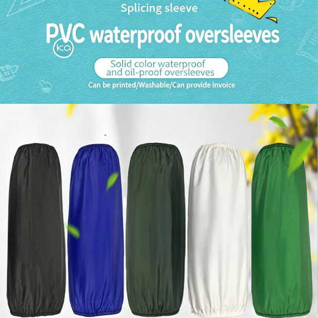 Wasserdichte und ölbeständige Armschutz-Überzieher aus verstärktem PVC und Polyester in Weiß und Beige - Bild 1