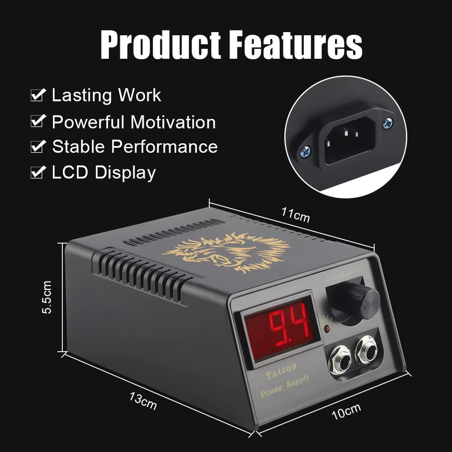 PEPAX Tattoo Netzteil Kit mit Digital LCD Display, Dual Modus und Fußpedal in Schwarz für Rotary Tattoo Maschinen und Spulen-Tattoo Guns - Bild 3