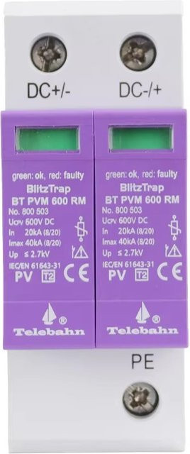 DC T2 2P PV SPD Überspannungsschutz für Photovoltaik-Systeme 150V-1000V 20-40kA - Bild 1