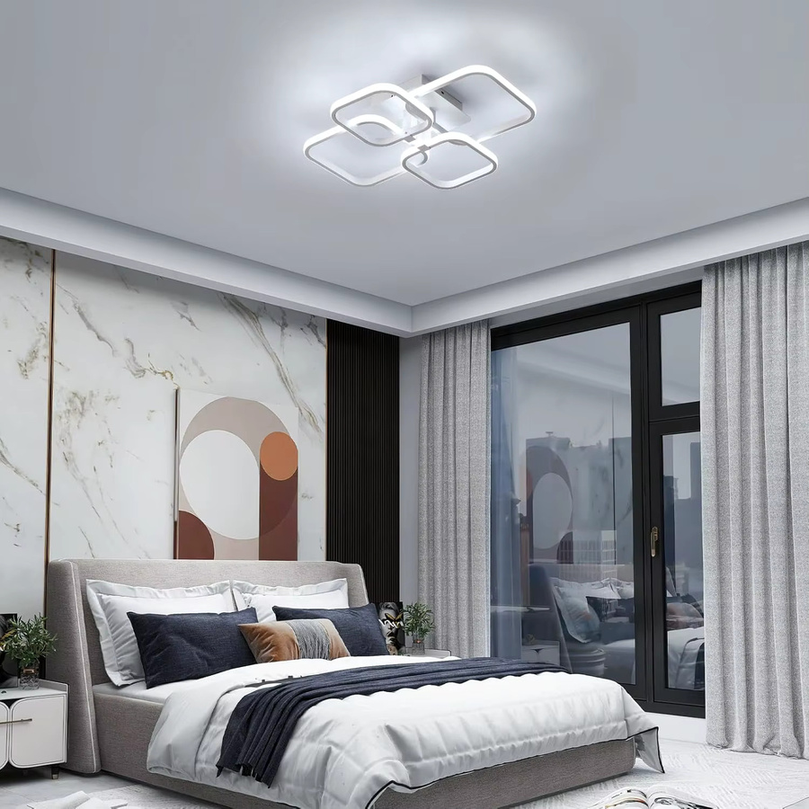 Moderne quadratische 60W LED-Deckenleuchte in Weiß mit 6500K Kaltweiß für Wohnzimmer, Schlafzimmer, Küche und Esszimmer - Bild 3