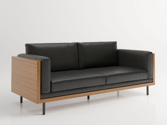 PLAYBOY Sofa Shelby 3-Sitzer in Schwarz mit Arm- und Rückenlehne und PU-Leder, B/T/H: 207 x 83 x 83 cm - Bild 1