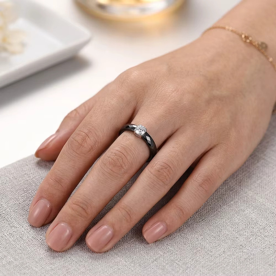 Pinannie Verlobungsring, Keramik, Bicolor, Diamant, Damen - Bild 3