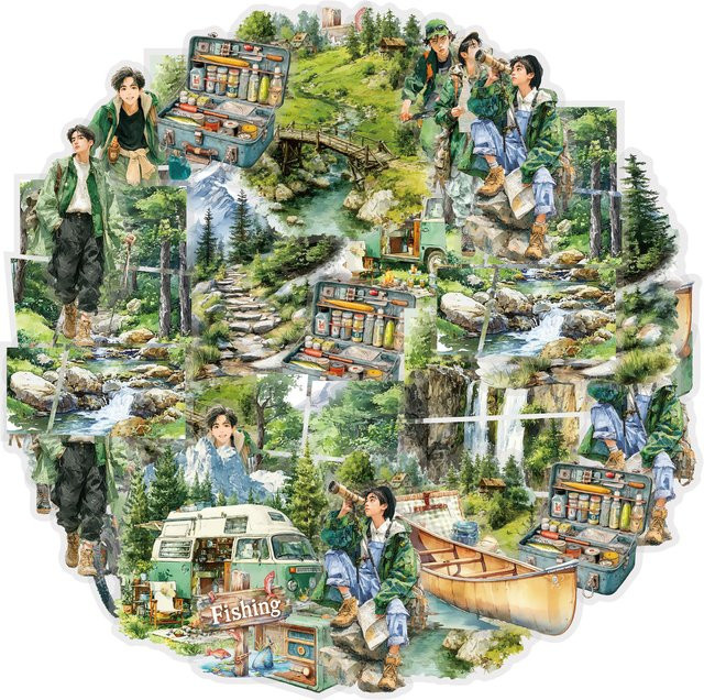 Etori Life Deep Forest Exploration, Outdoor-Abenteueraufkleber, 15-teiliges Set - Bild 1