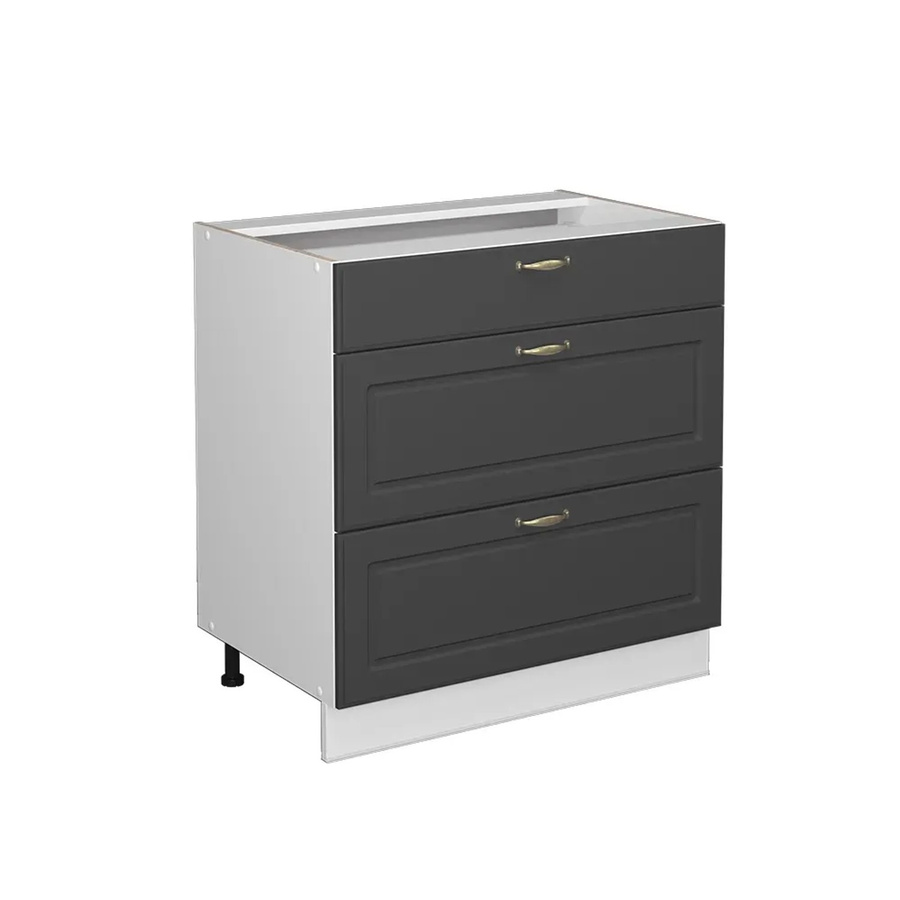 Vicco Küchenunterschrank Fame-Line in Anthrazit-Gold/Weiß mit 3 Schubladen, Breite: 80 cm - Bild 2