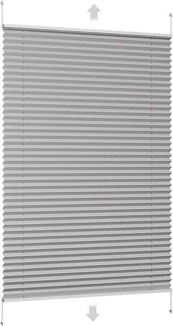 Sekey Plissee Faltrollo Klemmfix ohne Bohren Silbergrau B: 75 cm, H: 100 cm - Bild 1