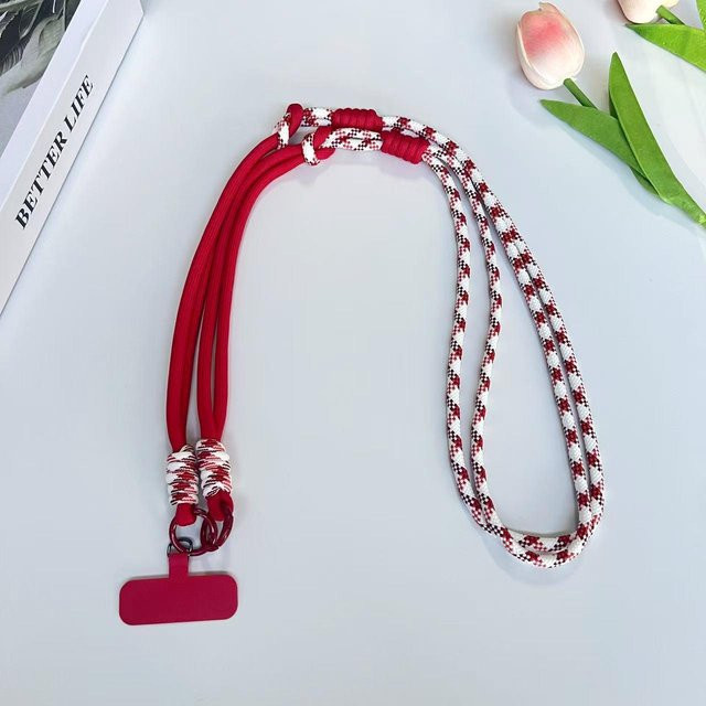 HANZHI Handy-Lanyard Crossbody aus Polyester und Nylon in Rot mit Doppelring und Knoten zur Vermeidung von Verlust - Bild 1