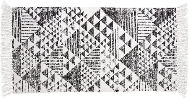 OBI Baumwoll Teppich gemustert Schwarz-Weiß mit Fransen B: 60 cm, L: 120 cm - Bild 1
