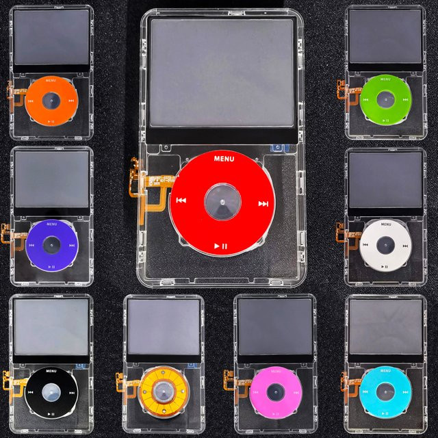 Apple Ersatzgehäuse für iPod Classic 5. Generation 5.5 Video mit transparenter Frontplatte und Click Wheel Flex-Taste - Bild 1