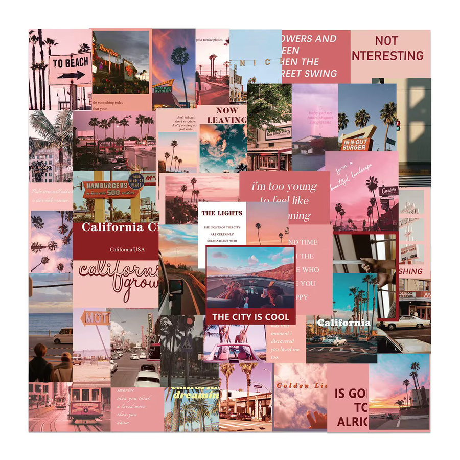 50 Stück California Street Scenery Aufkleber in Multicolour für Skateboard, Handyhülle und Laptop von BulingBulingStickers Store - Bild 4