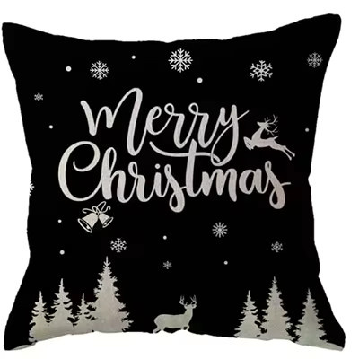 Dekorativer Kissenbezug mit Schneeflockenbaum-Motiv in Schwarz, doppelseitig bedruckt, quadratisch, Breite: 45,0 cm - Bild 2