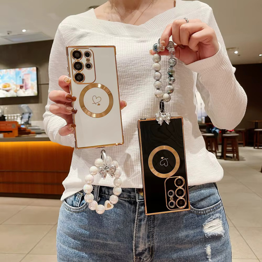 Magnetische Samsung Galaxy Schutzhülle mit Perlen-Lanyard und Anti-Fall-Abdeckung - Bild 2