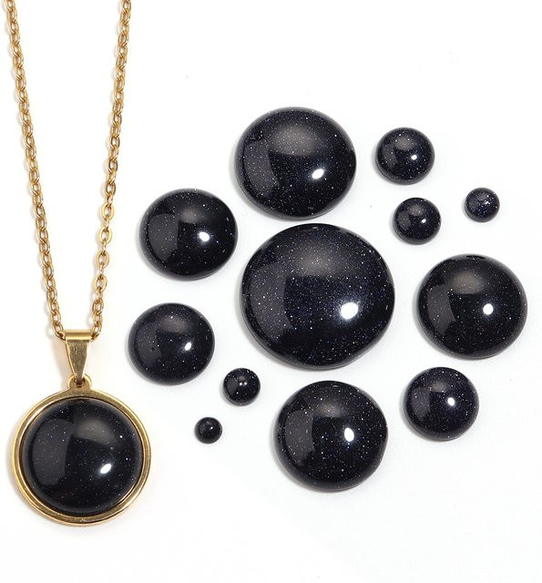 louleur Naturstein Cabochon Schwarzer Sandstein, Schwarz, Unisex - Bild 1