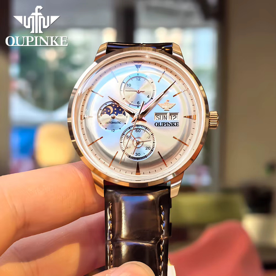 OUPINKE Armbanduhr, Automatik, Edelstahl, Leder, Herren - Bild 2
