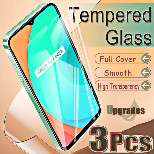 3er-Set Gehärtetes Glas Displayfolie für Realme C11, Transparent, HD-Schutz mit Fingerabdruck-Funktion und Anti-Explosion-Technologie - Bild 1