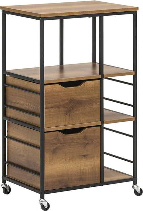 SoBuy Küchenwagen im Industrial Design mit 2 Schubladen in Braun, B/T/H: 53 x 37 x 89 cm - Bild 1