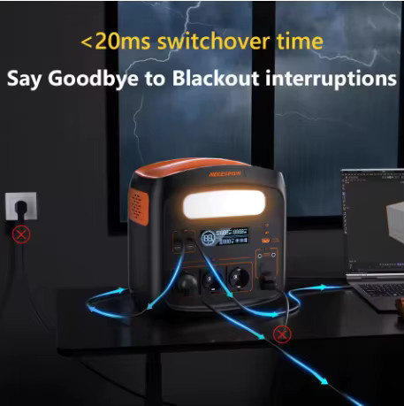 Necespow N1200 Tragbare Powerstation mit 1002,5Wh LiFePO4-Batterie, 1800W Ausgangsleistung und 3000W Spitzenleistung, Schwarz, inklusive USB-C PD100W - Bild 5
