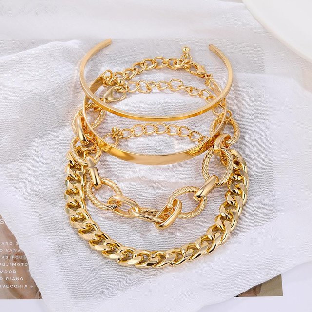 Miss Jing Armband, 6-teiliger Satz, Gold, Kristall, Damen, beige - Bild 1