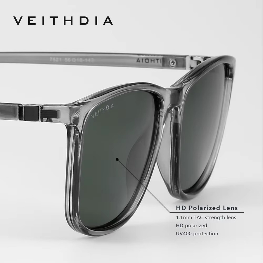 VEITHDIA 7521 Sonnenbrille, Unisex, Vollrand, Square, TR90, polarisiert - Bild 3