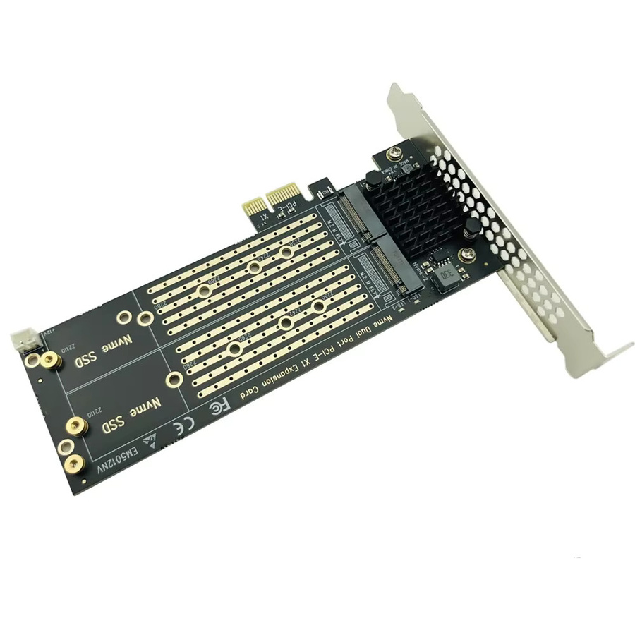 T.F.SKYWINDINTL PCIE X1 zu Dual M.2 NVME M-Key SSD Adapter Konverter in Schwarz für 2230/2242/2260/2280 SSD Riser Karten - Bild 3