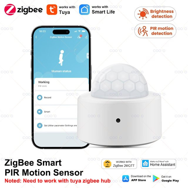 Tuya Zigbee 2-in-1 Bewegungssensor mit PIR- und Lux-Erkennung in Weiß - Bild 1